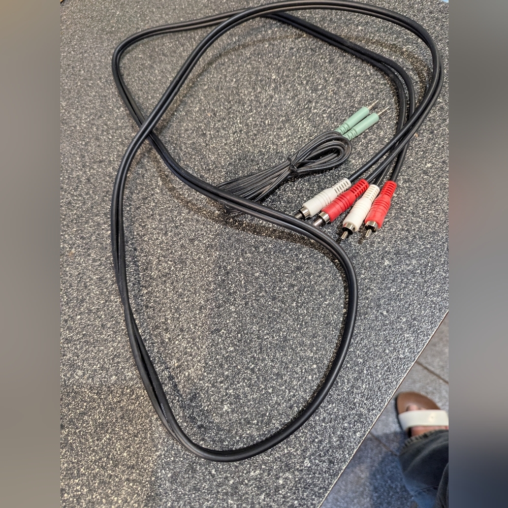 Audio Cable with Red and Black Connectors and Second One with Green Connectors